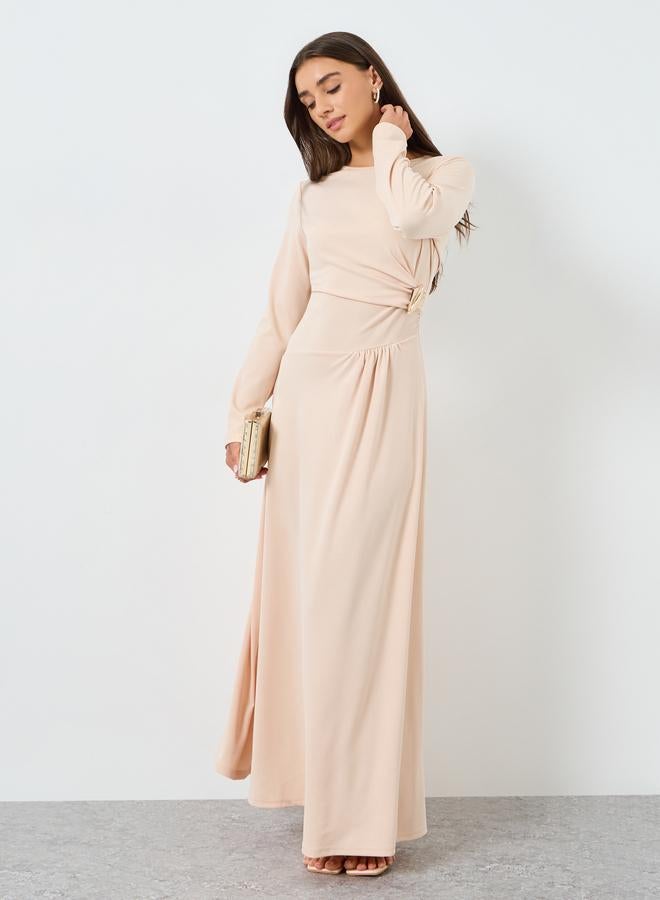 Styli Women Beige Long Sleeve Maxi Dress - Image 1